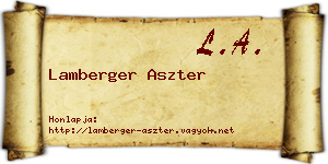 Lamberger Aszter névjegykártya